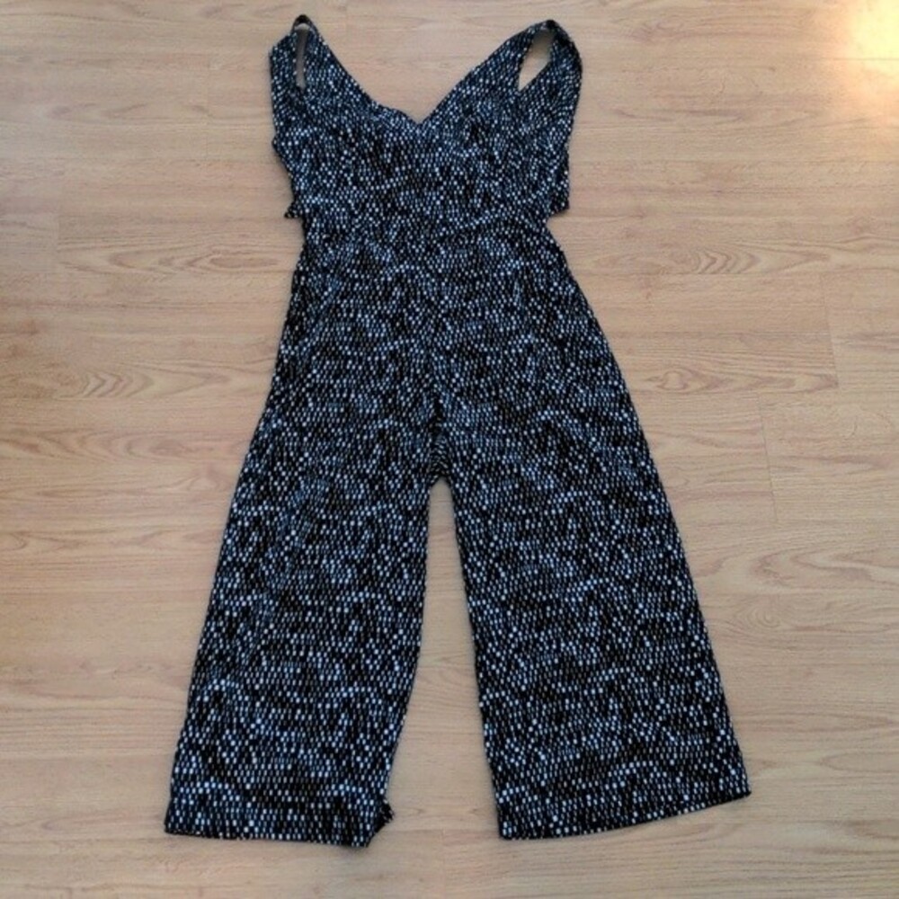 Dress Forum Black & White Patterned Cropped Wide-Leg Jumpsuit